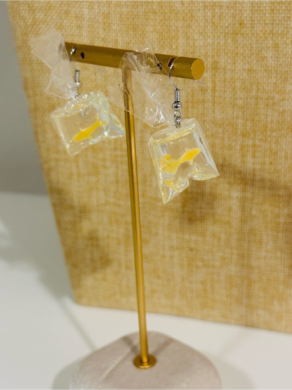 Clear Resin Goldfish Drop Earrings - Women Jewelry